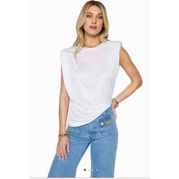 Ramy Brook Erica Ivory Padded Shoulder T NWT Size XXS - Picture 1 of 10
